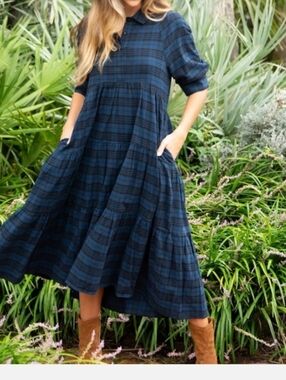 Natural Life XS Plaid Shirt Jacket - Navy Plaid